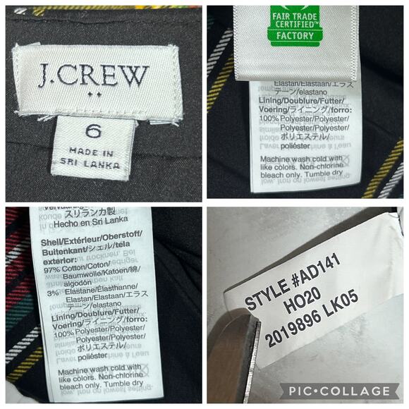 J.Crew Factory Tartan Plaid Pencil Skirt 6 Lined Blk Red Career Academia Preppy - Picture 8 of 8